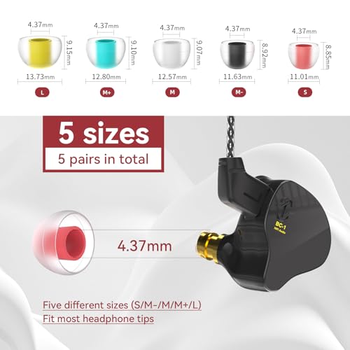 Kinboofi 5 Pairs KBEAR 07 Ear Tips, KINBOOFI KZ ZS10 PRO Silicone IEM Eartips Earbuds for KZ ZST ZS10 PRO X AS10 AS24 ZSN ZSN PRO X ZSN PRO ZS10 PRO2 TANGZU WAN'ER CCZ DC02 DC01-PRO Wired Headphone（S/M/L） - Image 2