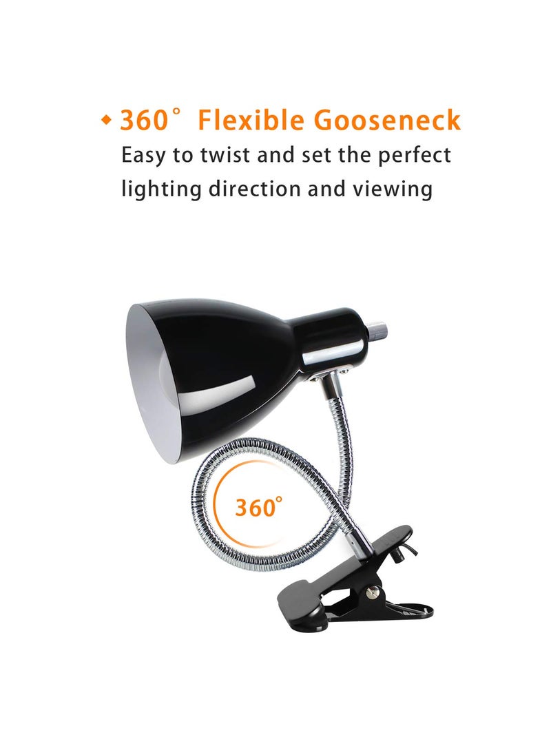 LALISU Desk lamp Eye-Caring Table Lamps, 360Â°Rotation Gooseneck Clip on Lamp Reading Light Portable Reading Book Light Clamp Study Desk Lamps for Bedroom and Office Home Lighting (Black) - Image 4