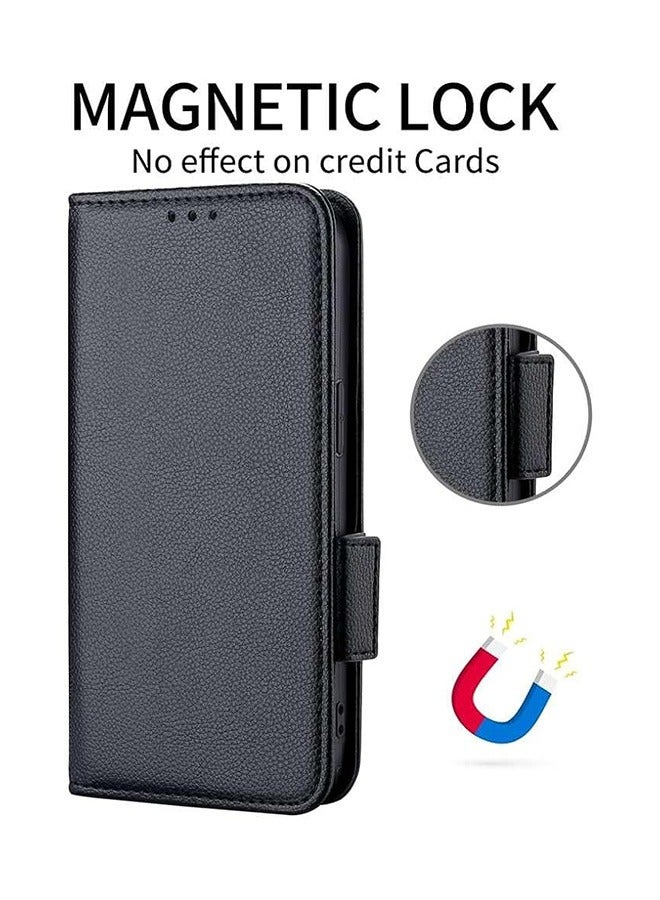 Case Compatible with OPPO Reno 10 Pro 5G / Reno10 5G,Leather Flip Case with Card Slot,Wallet design,Standable Flip Case,Anti-Fall Drop Protection,Shockproof Case,Black