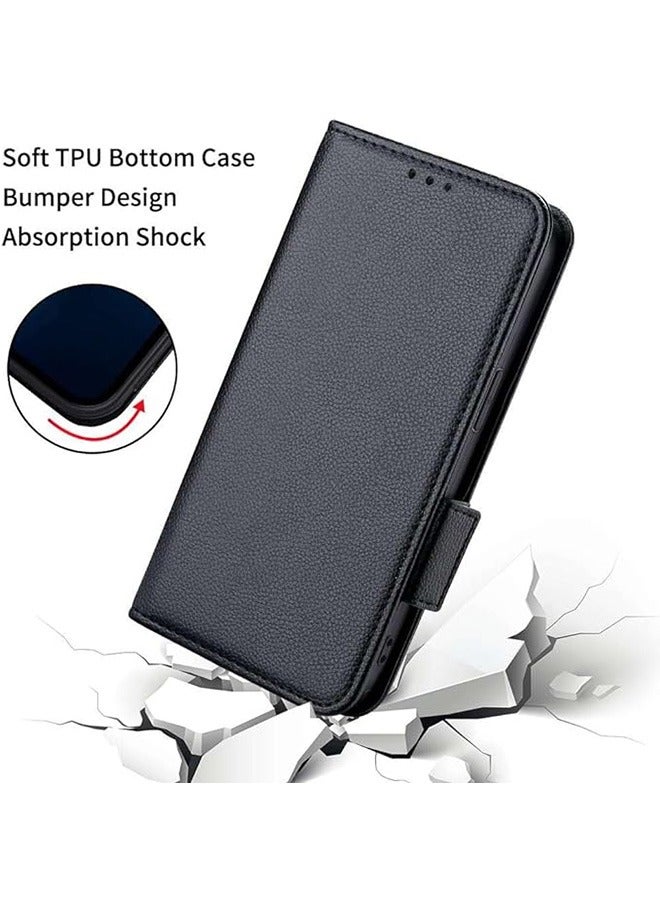 Case Compatible with OPPO Reno 10 Pro 5G / Reno10 5G,Leather Flip Case with Card Slot,Wallet design,Standable Flip Case,Anti-Fall Drop Protection,Shockproof Case,Black
