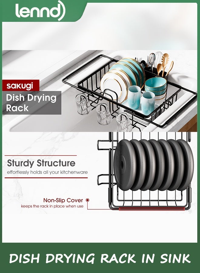 LENND Dish Drying Rack in Sink, Expandable Stainless Steel Dish Drainers for Kitchen Counter, Dish Dryer Rack for Inside Sink, Over The Sink Dish Racks with Utensil Holder, Silver - Image 3