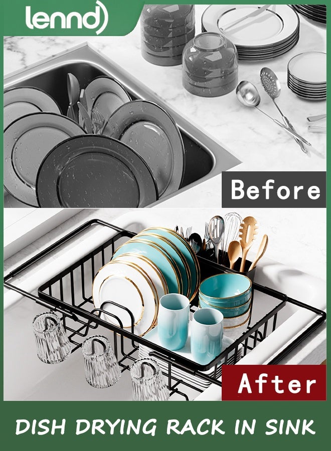 LENND Dish Drying Rack in Sink, Expandable Stainless Steel Dish Drainers for Kitchen Counter, Dish Dryer Rack for Inside Sink, Over The Sink Dish Racks with Utensil Holder, Silver - Image 4