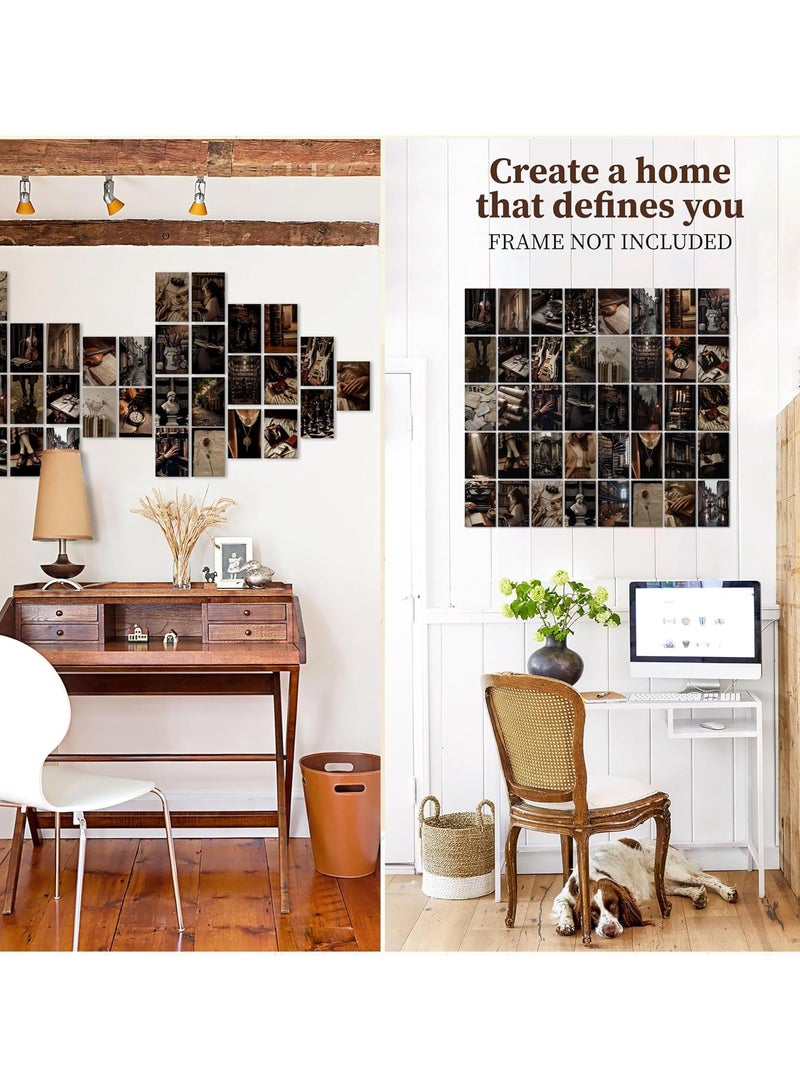 Today Idea Dark Academia Room Decor - 40 Pcs Light Academia Decor, Dark Academia Wall Art Prints Moody Posters, Vintage Brown Wall Collage Kit Dark Aesthetic Pictures for Teen Girls Dorm Bedroom (4"x6")b - Image 4