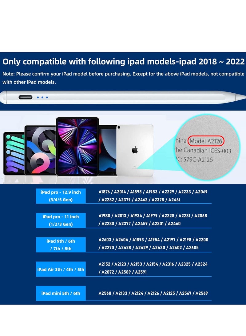 أم جي زي قلم ستايلس لجهاز iPad الجيل التاسع والعاشر، قلم Apple سريع الشحن 2X لجهاز iPad 2018-2023، قلم iPad لجهاز iPad Pro 11/12.9 3/4/5 Gen، iPad Mini 5/6، iPad 6/7/8، iPad Air 3/ 4/5 - Image 2