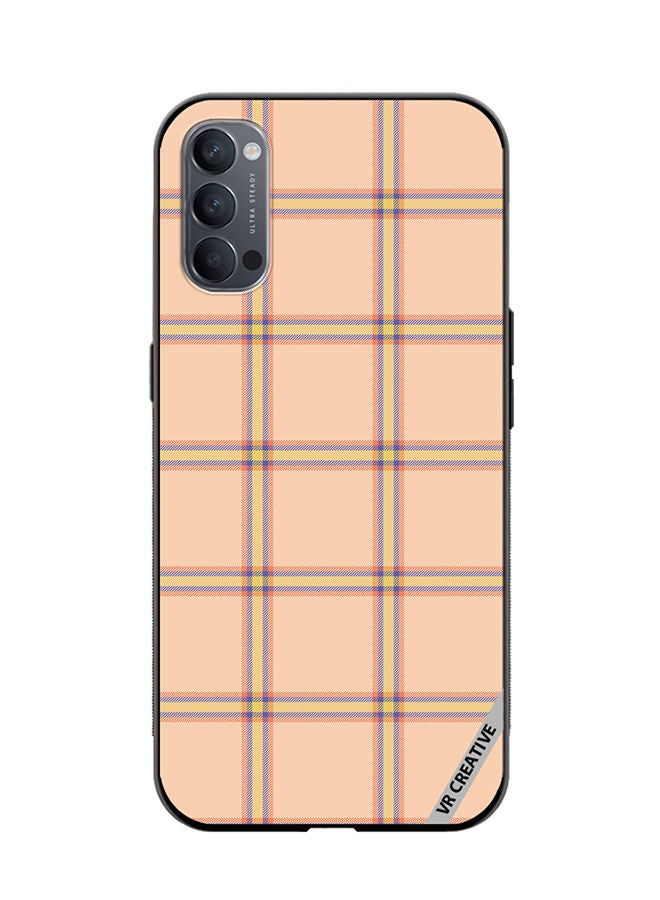 VR CREATIVE Protective Case Cover For Oppo Reno4 Pro 5G Check Seamless Pattern In Beige Vector Design Multicolour - Image 1