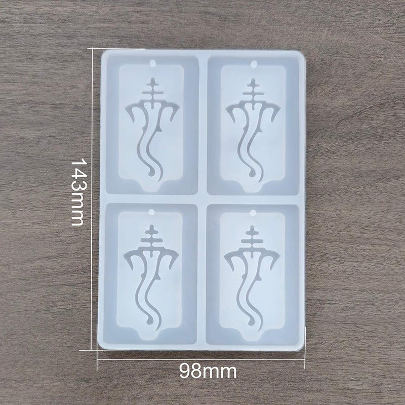 Silicone Rectangle ganpati Mold Keychain Pendant Earring Resin Mould Creative DIY Earring Keychain Art and Craft Making kit Epoxy Resin Art Mould 4 Cavity Set of 1 (D45)
