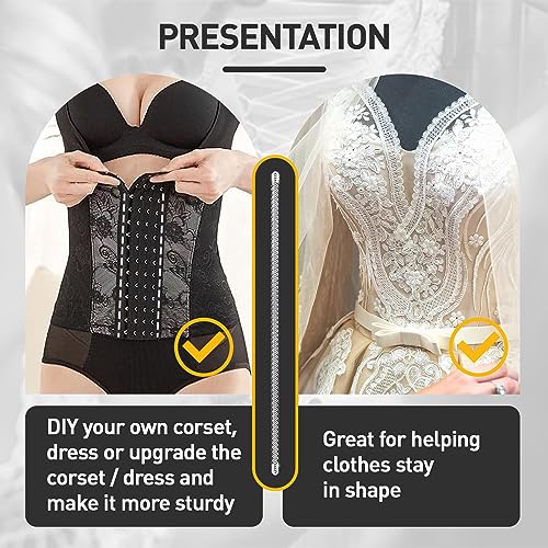 EUSTREER 50 Pcs 1/4'' x 13.7Inch Spiral Steel Boning for Corset, Sewing Corset Boning Precut with 50 Steel Boning Tips Structure and Form (6mm) - Image 3