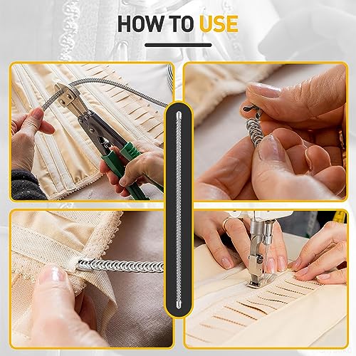 EUSTREER 50 Pcs 1/4'' x 13.7Inch Spiral Steel Boning for Corset, Sewing Corset Boning Precut with 50 Steel Boning Tips Structure and Form (6mm) - Image 4