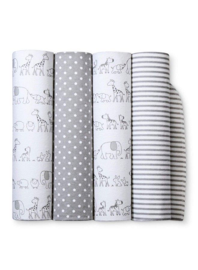 cloud island Flannel Baby Blankets Two By Two 4Pk Cloud Island Gray (Grey) - Image 2