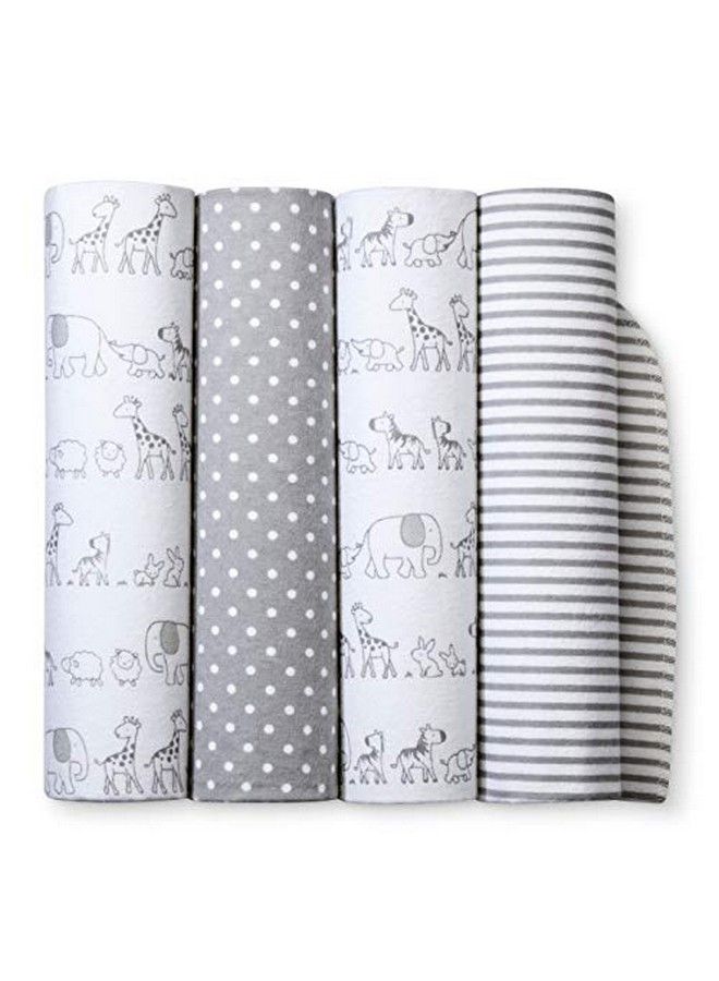 cloud island Flannel Baby Blankets Two By Two 4Pk Cloud Island Gray (Grey) - Image 1