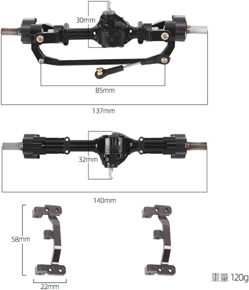 klarako Complete RC Car Front Rear Axle for MN D90 91 96 99S 98 1/12 Scale RC Rock Crawler Off Road Model Upgrade - Image 5