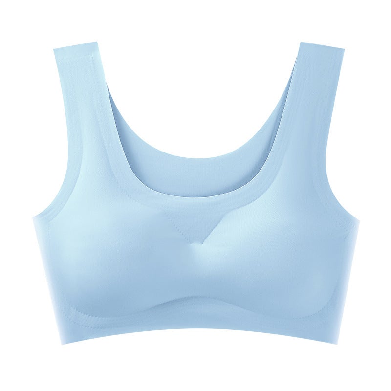 Seamless Ice Silk Sports Bra Yoga Crop Tank Sky Blue  - Image 1
