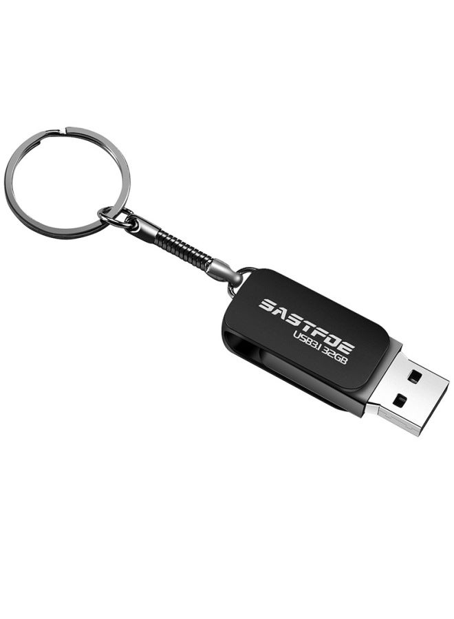 Metal Usb Flash Drive With Logo Engraving And Bidding 16g Exhibition Promotion Gift High-speed 64g Car 32g Creative Usb Flash Drive-Color:Black-Capacity:64GB - Image 1