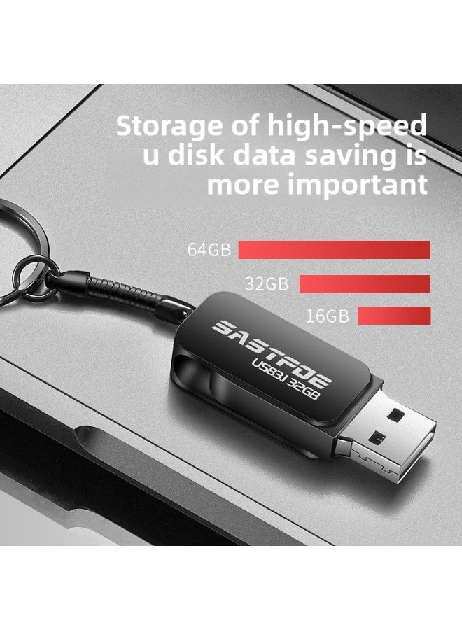 Metal Usb Flash Drive With Logo Engraving And Bidding 16g Exhibition Promotion Gift High-speed 64g Car 32g Creative Usb Flash Drive-Color:Black-Capacity:64GB - Image 2