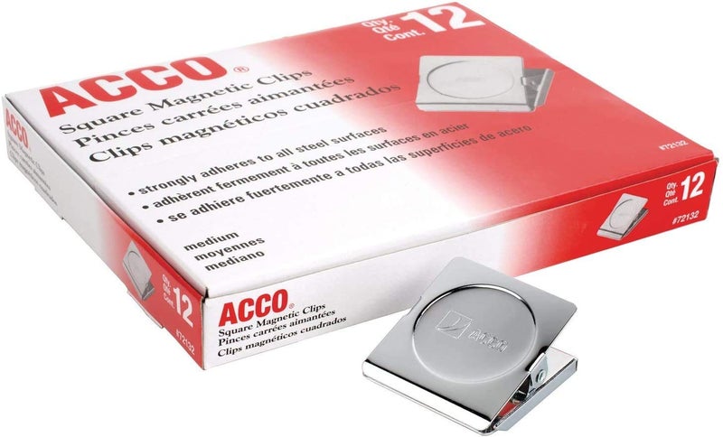 ACCO Square Magnetic Clip, 1 3/4-Inch Size, Medium, 12 Per Pack (A7072132) - Image 1