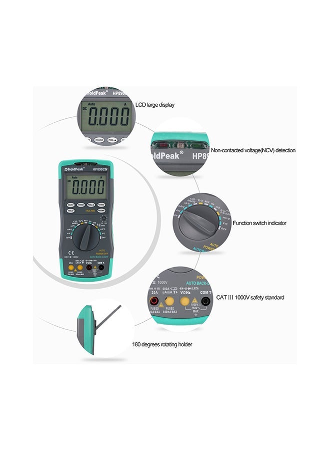 NIBEMINENT Digital Multimeter DMM With NCV Detector Black/Green 0.543kg - Image 3