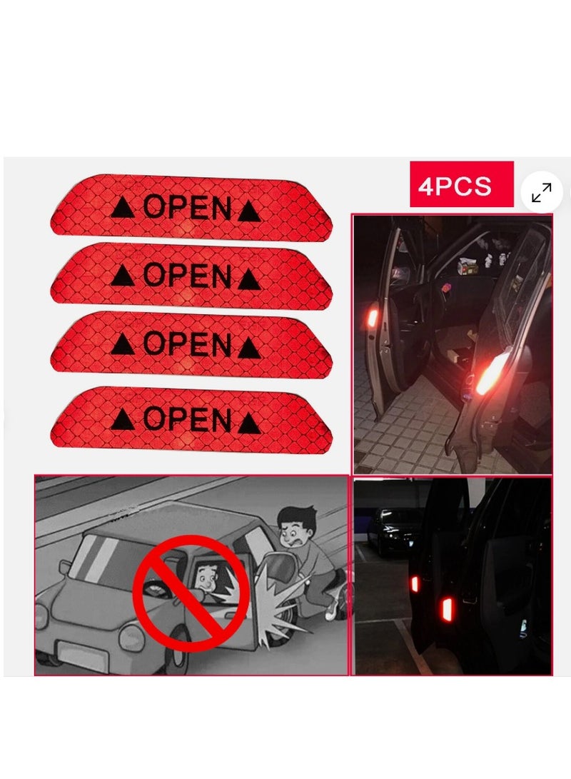 Universal-fit, reflective warning sticker set with the word "Open" printed on the car door to increase visibility, for trucks, SUVs, and vans. Multicolor - Image 4