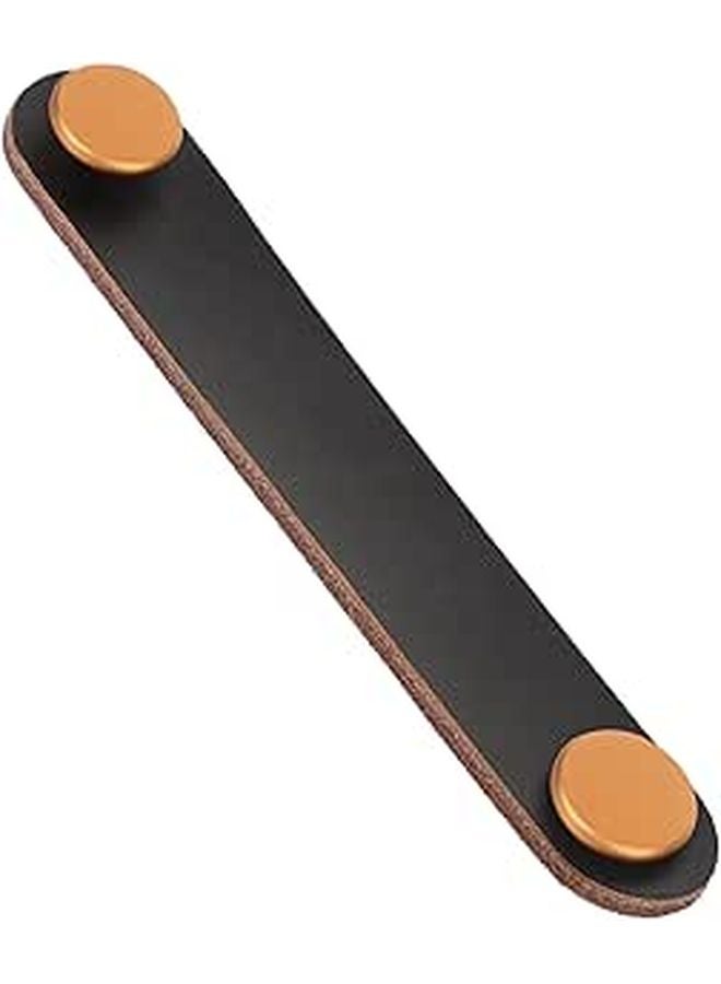 Genuine Cowhide Leather Drawer Pulls 96mm Cabinet Handle With Yellow Buckle Anti Collision Furniture Pull - Image 1