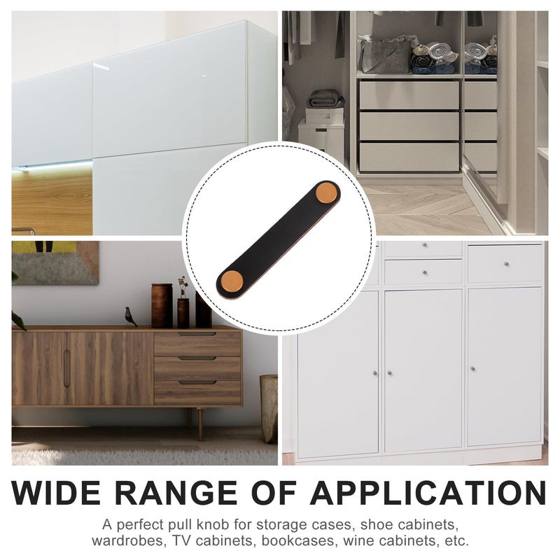 Genuine Cowhide Leather Drawer Pulls 96mm Cabinet Handle With Yellow Buckle Anti Collision Furniture Pull - Image 4