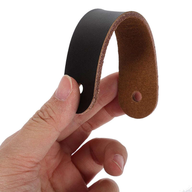 Genuine Cowhide Leather Drawer Pulls 96mm Cabinet Handle With Yellow Buckle Anti Collision Furniture Pull - Image 5