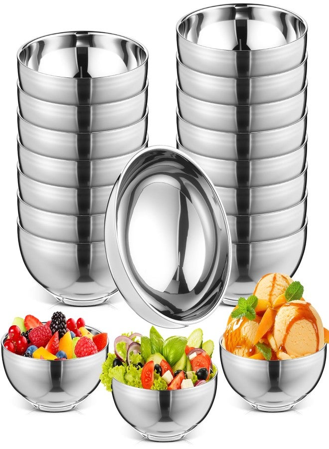 Maxdot 20 Pack 304 Stainless Steel Bowls for Kids 13oz Double Walled Insulated Silver Metal Bowls for Soup, Cereal, Rice, Snack, Salad, Healthy and Dishwasher Safe - Image 1