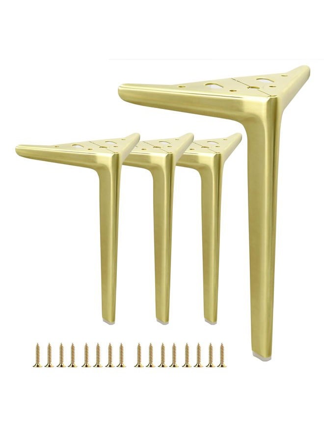 Smaxcn 9.8 inch/25cm Brushed Gold Metal Furniture Legs Set of 4, DIY Replacement for Cabinet Legs, Sofa Legs, Chair Legs - Image 1