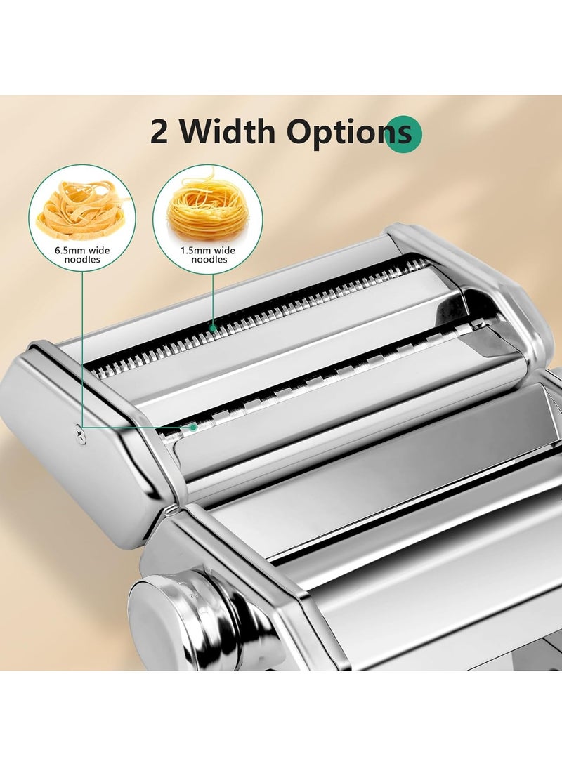 Beauenty 2-in-1 Pasta Maker with Cleaning Kit, Adjustable Thickness Settings Pasta Maker Machine with Pasta Roller and Cutter, Dual Width Noodle Maker for Pasta, Spaghetti, Fettuccine, Lasagna - Image 5