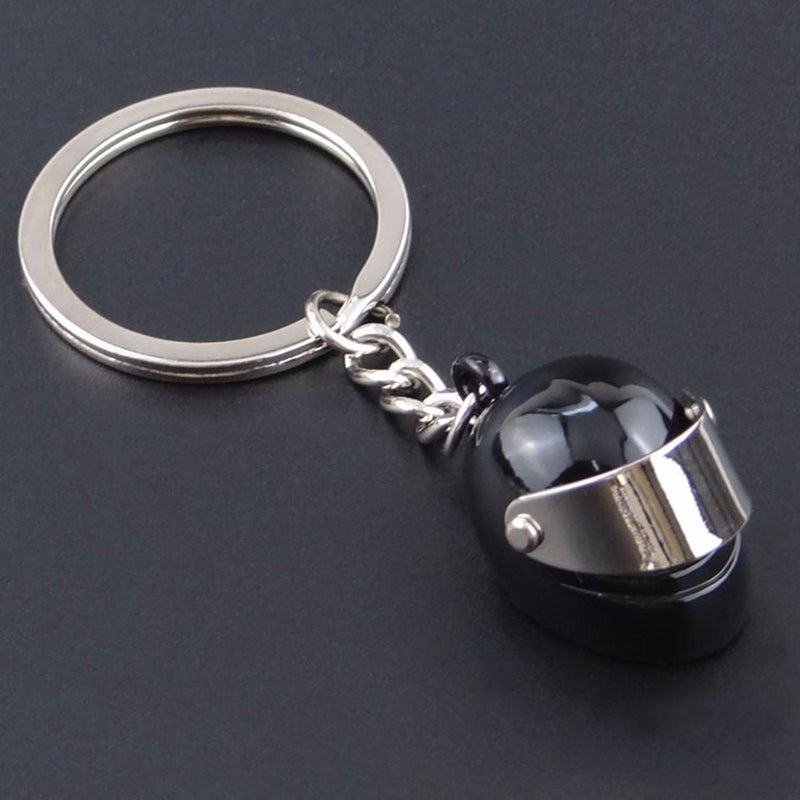 4pcs Helmet Shaped Key Metal Keychain Ornament Key Holder Bag Hanging Pendant ( + Black + ) - Image 2