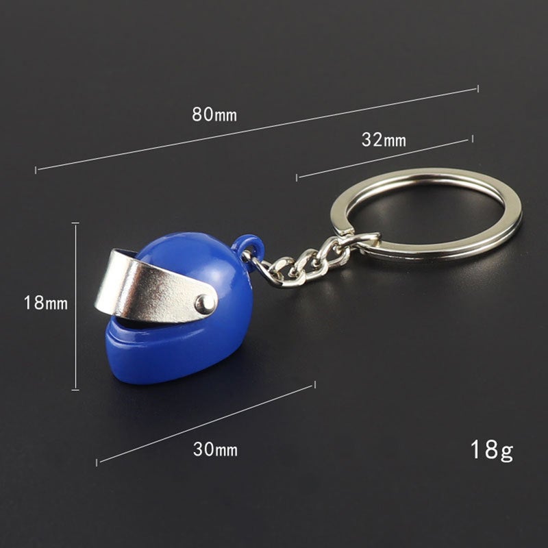 4pcs Helmet Shaped Key Metal Keychain Ornament Key Holder Bag Hanging Pendant ( + Black + ) - Image 4