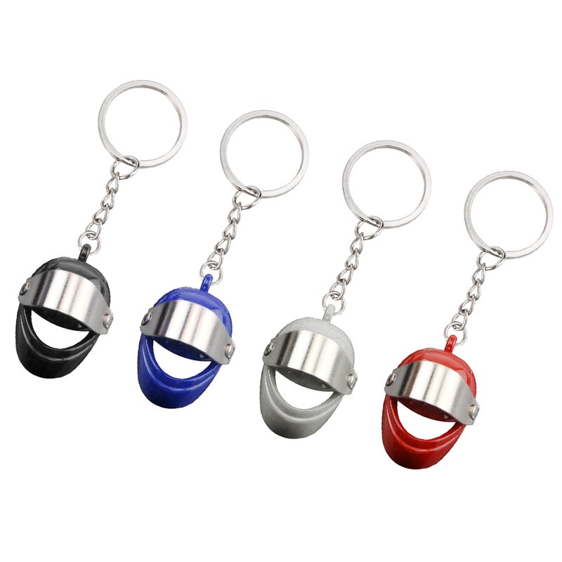 4pcs Helmet Shaped Key Metal Keychain Ornament Key Holder Bag Hanging Pendant ( + Black + ) - Image 1