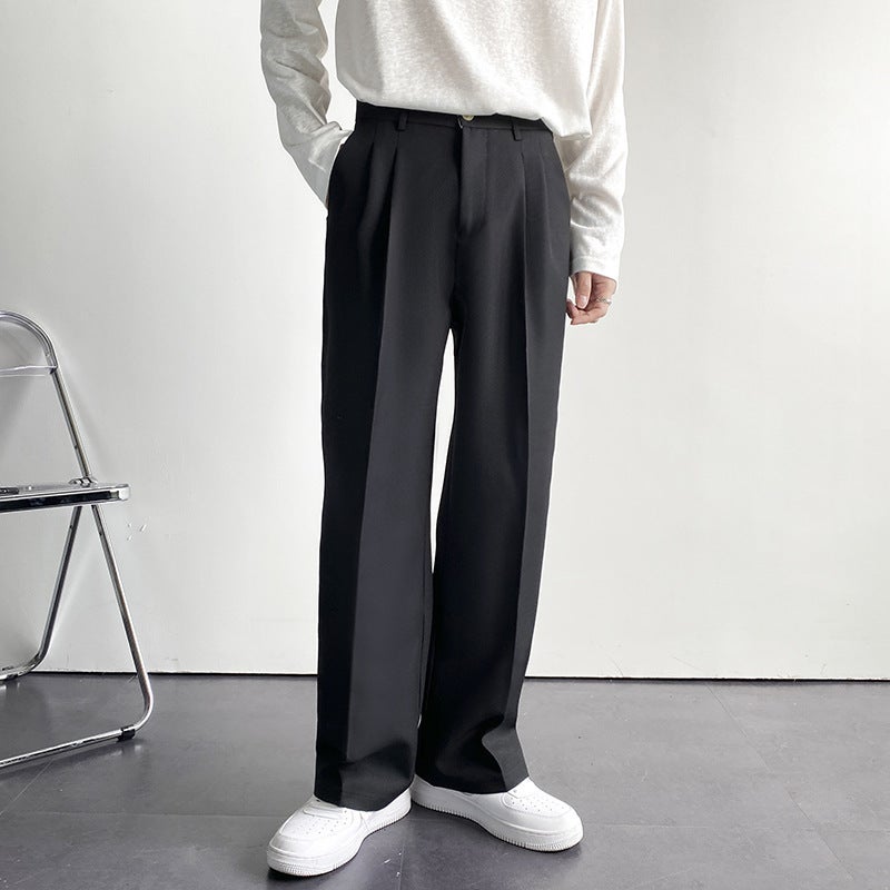 Mens Korean-Style Loose Suit Pants dark gray  - Image 2
