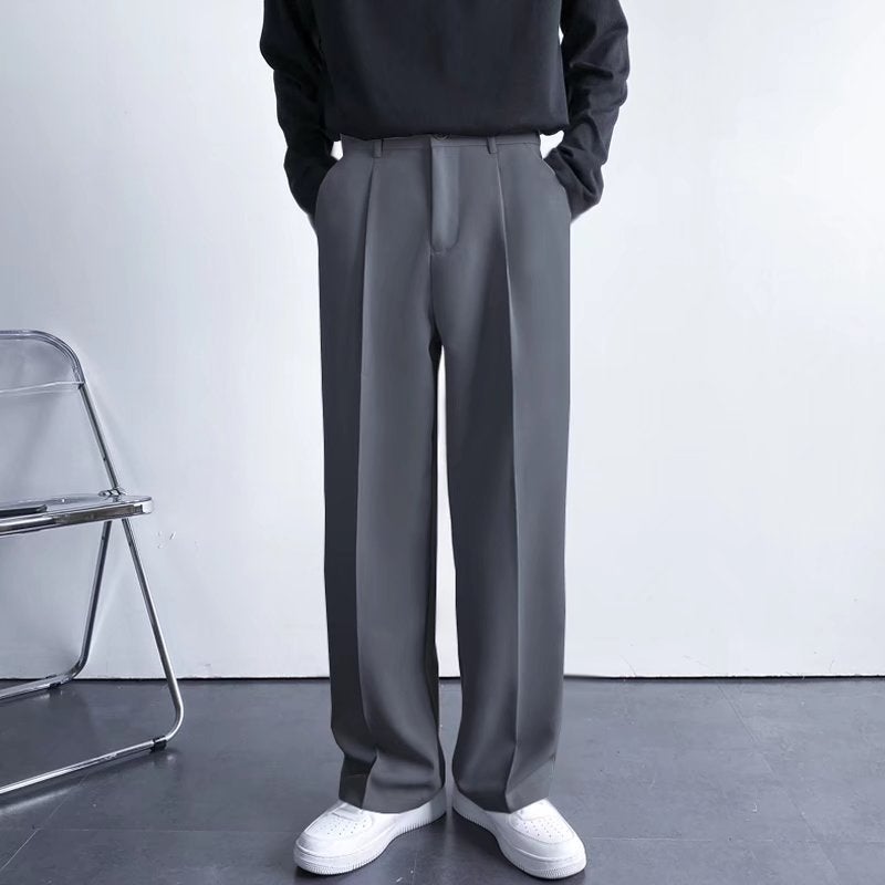 Mens Korean-Style Loose Suit Pants dark gray  - Image 1