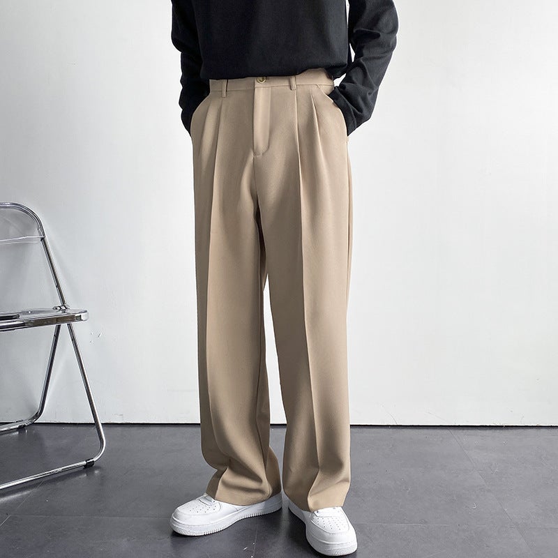 Mens Korean-Style Loose Suit Pants dark gray  - Image 4