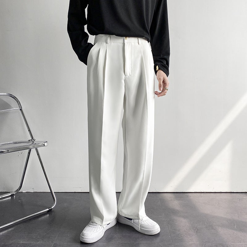 Mens Korean-Style Loose Suit Pants dark gray  - Image 3
