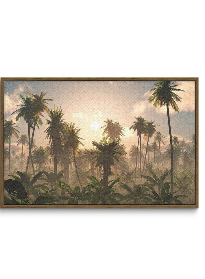 هوم جاليري لوحة فنية جدارية لأشجار النخيل المورقة على قاعدة سوداء ٦٠ فى ٤٠ - Image 3
