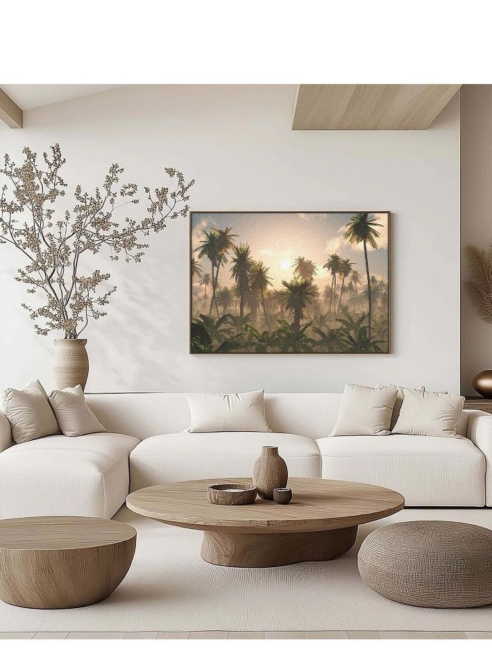 هوم جاليري لوحة فنية جدارية لأشجار النخيل المورقة على قاعدة سوداء ٦٠ فى ٤٠ - Image 2