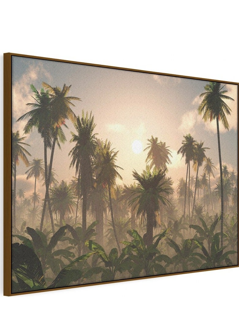 هوم جاليري لوحة فنية جدارية لأشجار النخيل المورقة على قاعدة سوداء ٦٠ فى ٤٠ - Image 5