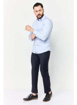 Selected Homme Men Slim Fit Stripe Long Sleeve Casual Shirts, Light Blue  - Image 2