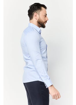Selected Homme Men Slim Fit Stripe Long Sleeve Casual Shirts, Light Blue  - Image 3