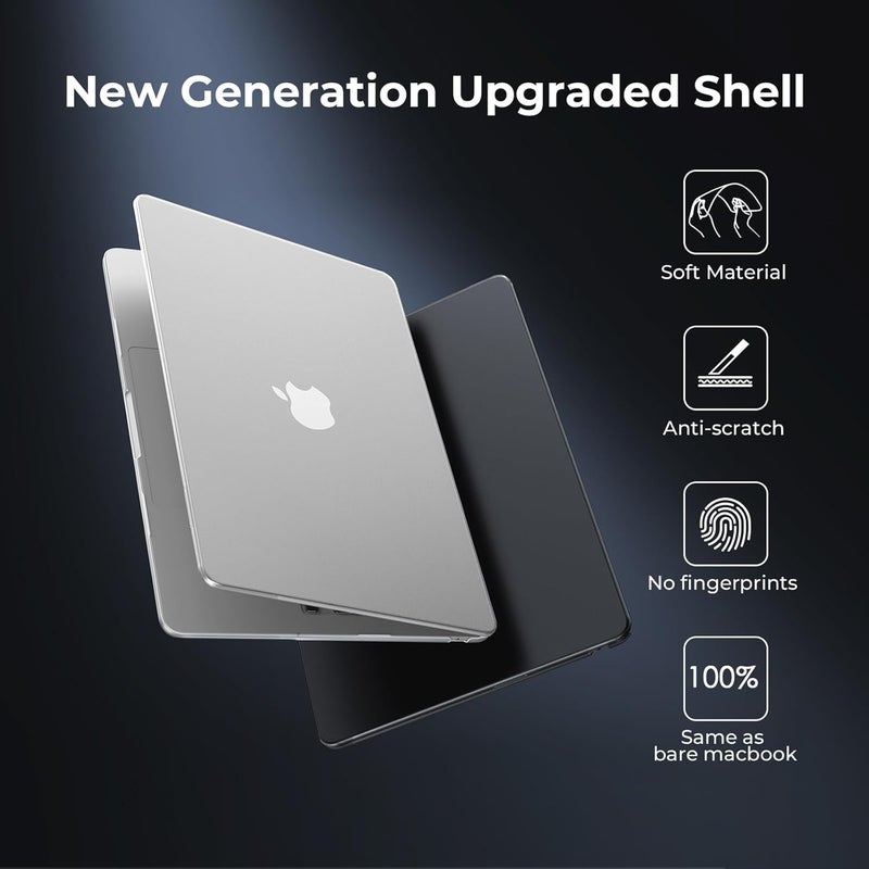 Case Compatible for MacBook Air 13.6 inch M5 M4 M3 M2 2026 2025-2022,A3449 A3240 A3113 A2681,[Ultra-Thin Matte Translucent],[Original Texture],Laptop Protective Hard Shell Cover-Midnight Black - Image 2