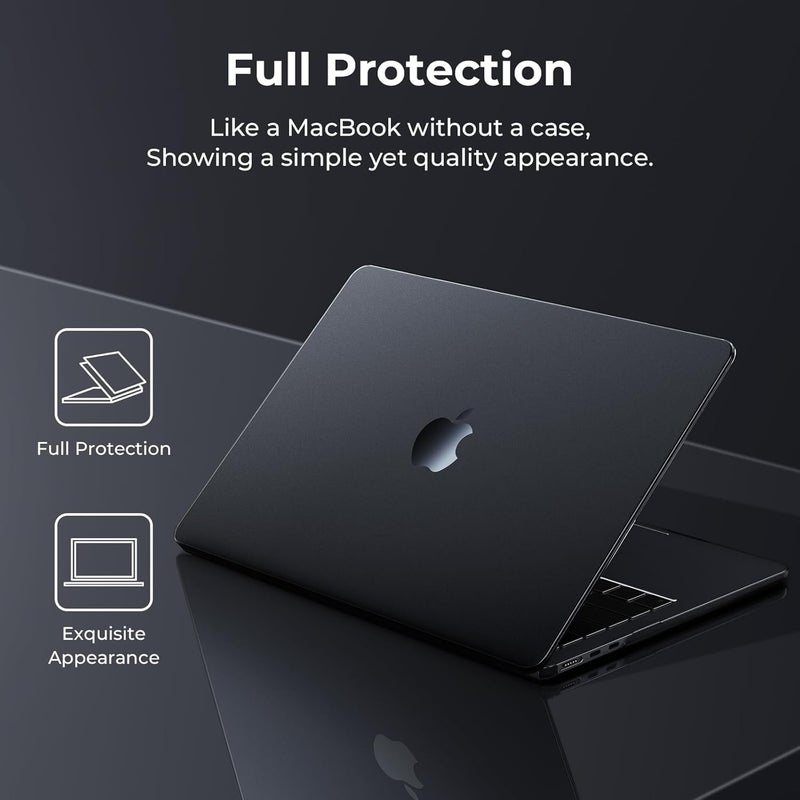 Case Compatible for MacBook Air 13.6 inch M5 M4 M3 M2 2026 2025-2022,A3449 A3240 A3113 A2681,[Ultra-Thin Matte Translucent],[Original Texture],Laptop Protective Hard Shell Cover-Midnight Black - Image 4