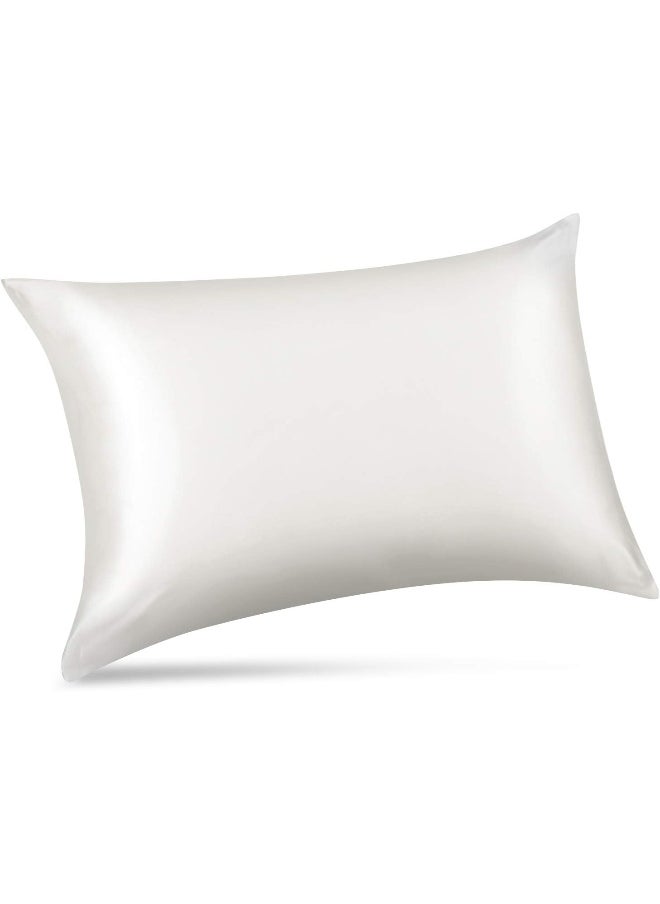 ALASKA BEAR ALASKA BEAR Silk Pillowcase for Hair and Skin, Grade 6A 100% Mulberry Silk Pillow Cases Standard Size for Bliss Sleep with Random Color Scrunchy Gift Set Better Than Poly Satin, 1pc, Ivory White  - Image 2