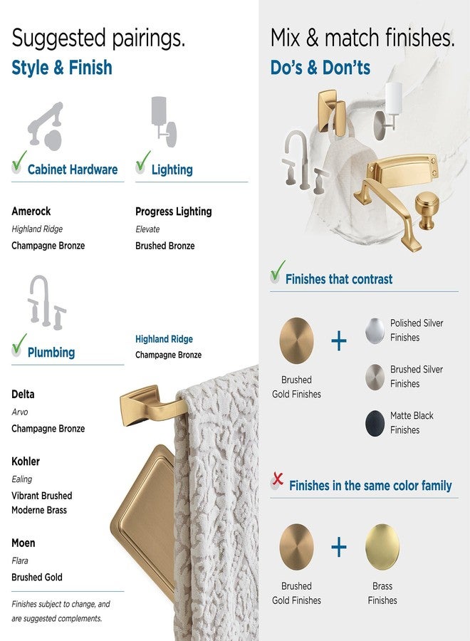 Amerock BH36014CZ | Champagne Bronze Towel Bar | 24 in (610 mm) Towel Rack | Highland Ridge | Bathroom Towel Holder | Bathroom Hardware | Bath Accessories - Image 5