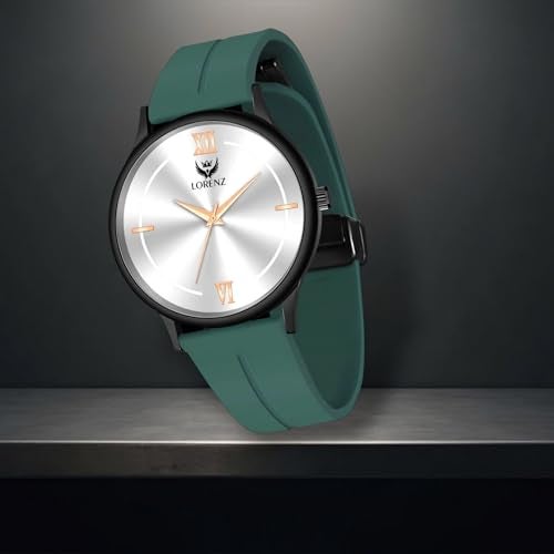 LORENZ Silicone Slim Case Analog Watch with Green Magnetic Lock Strap|Watch for Men & Women| Mk-4068R - Image 2