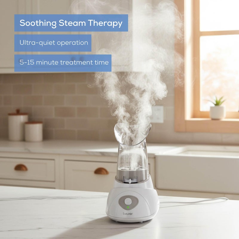 Beurer SI30 Steam Inhaler for Sinus Congestion & Allergies, Drug-Free, Quick 3-5 Minute Setup, Ultra-Quiet, Face Steamer with Variable Steam Control, Universal Mask, FSA/HSA Eligible - Image 3
