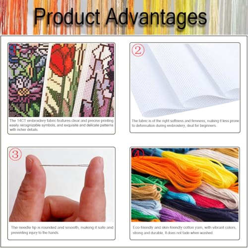 NEGEKFKX 6 Pcs National Park Cross Stitch Bookmark Kit for Adult Beginners,Cross Stitch Kits 14 CT DIY Crossstitch Kits Adult Stamped Bookmark Embroidery Bookmarks Kit - Image 4