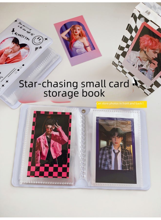 Girls And Students Black And White Plaid Three-inch Album Star-chasing Aidou Small Kaka Book Korean Polaroid Photo Storage Book - Image 3