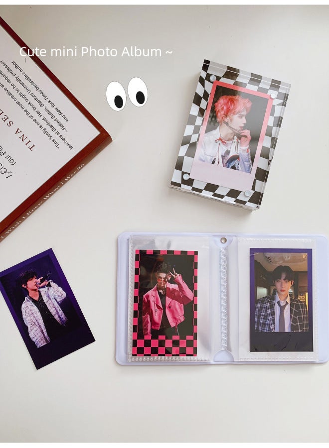 Girls And Students Black And White Plaid Three-inch Album Star-chasing Aidou Small Kaka Book Korean Polaroid Photo Storage Book - Image 4