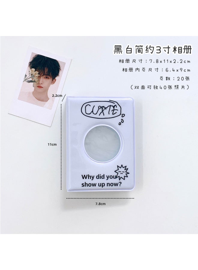 Girls And Students Black And White Plaid Three-inch Album Star-chasing Aidou Small Kaka Book Korean Polaroid Photo Storage Book - Image 1