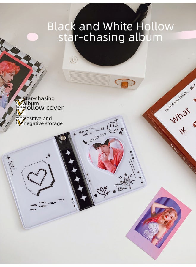 Girls And Students Black And White Plaid Three-inch Album Star-chasing Aidou Small Kaka Book Korean Polaroid Photo Storage Book - Image 2